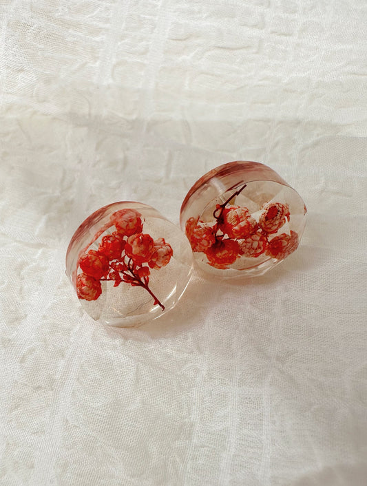 red blossom earrings