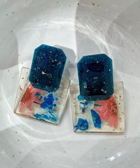 artistic blue crystal earrings