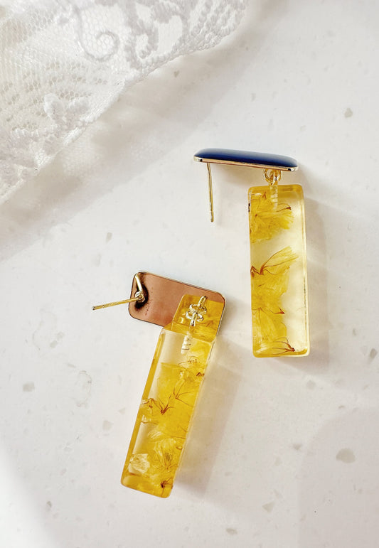 Yellow bar earrings