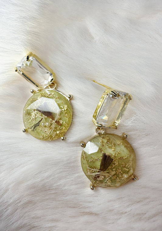 gold crystalised leaf earrings