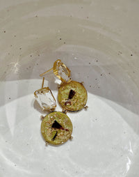 gold crystalised leaf earrings
