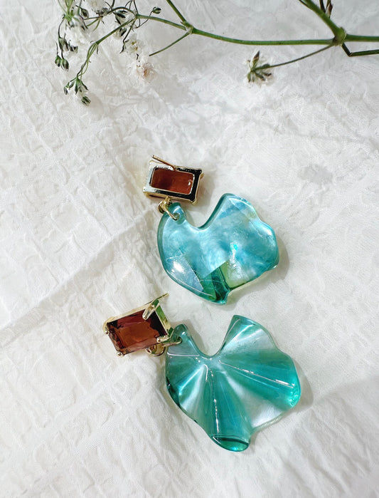 blue emerald shard earrings
