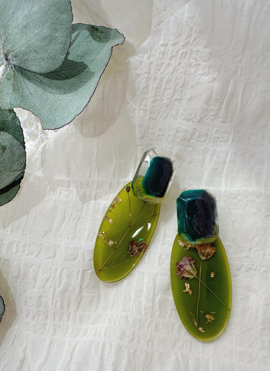 Jade floral earrings