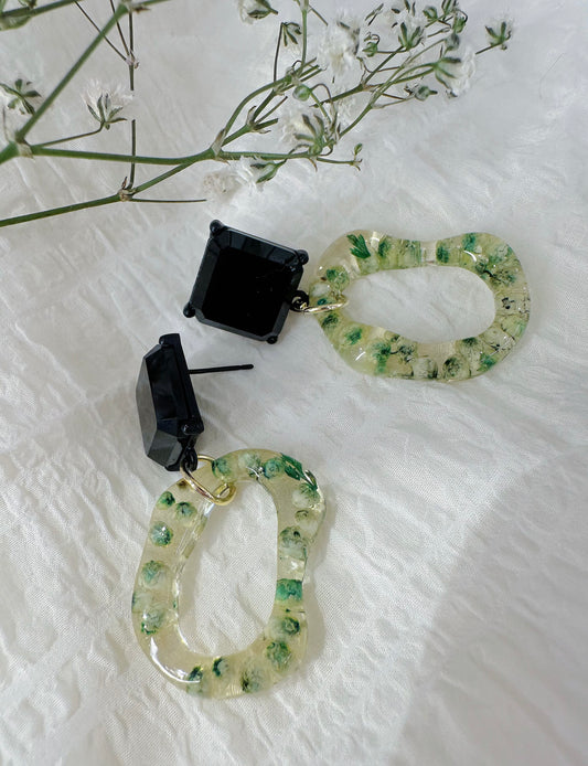 Green loop earrings