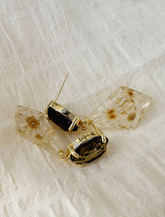 Crystal sunflower drop earrings