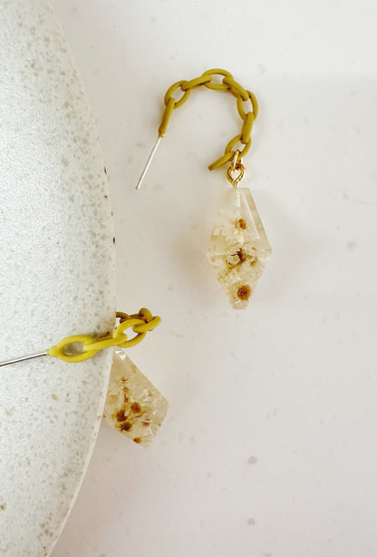 Amber daisy droplet Earrings