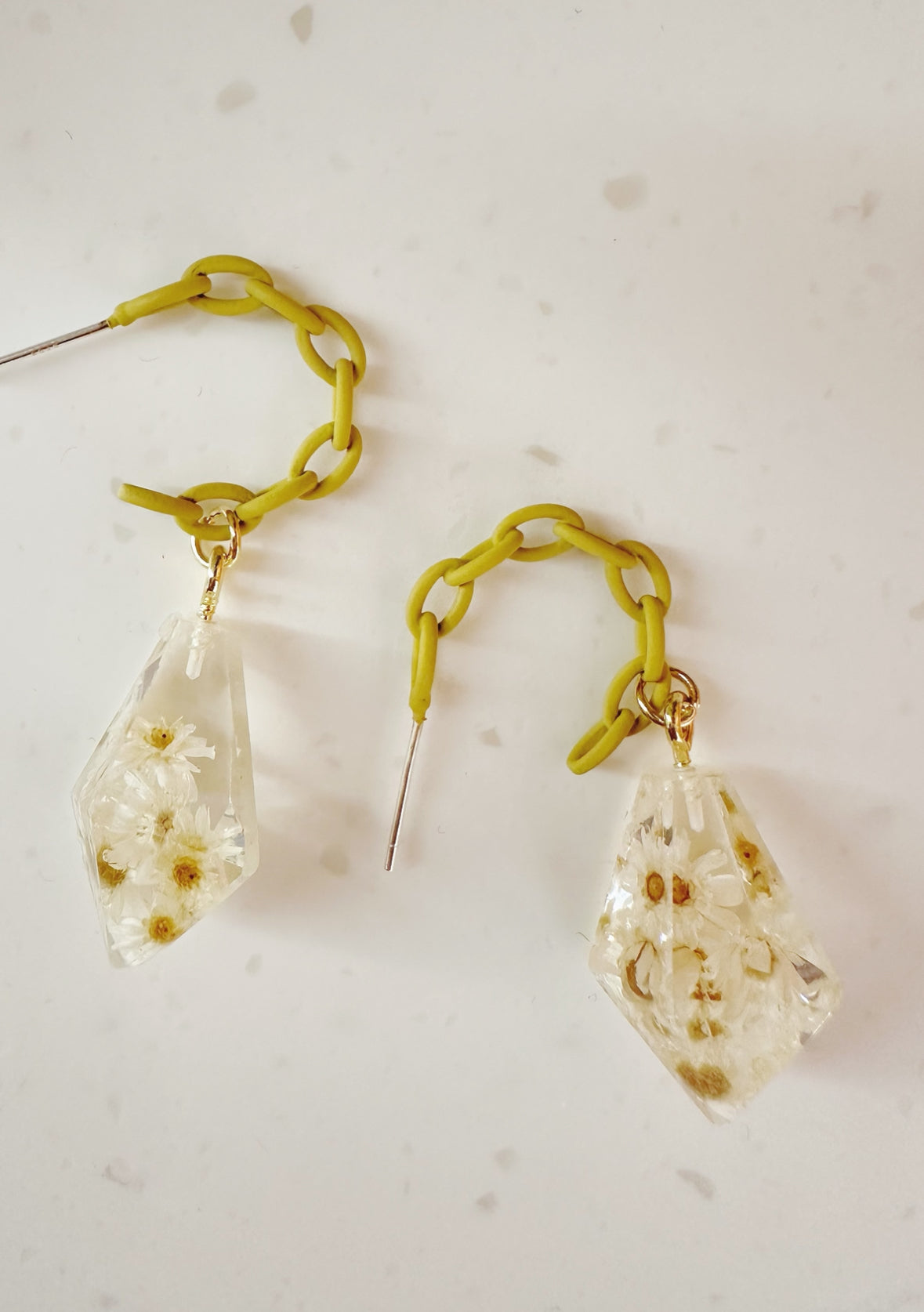 Amber daisy droplet Earrings