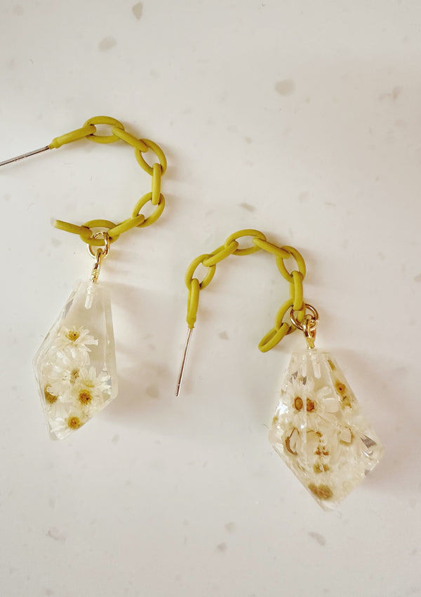 Amber daisy droplet Earrings