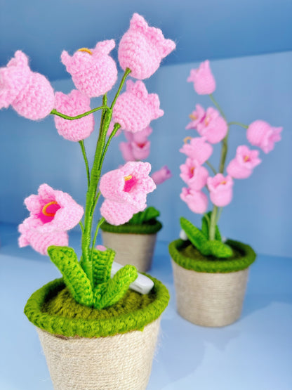 Artificial Lily Flowers with knitted pot