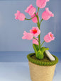 Artificial Lily Flowers with knitted pot