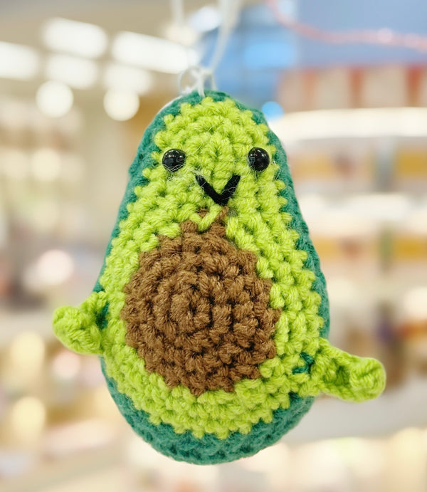 Handmade  Knitted Avacado Bag Charm With A Bell