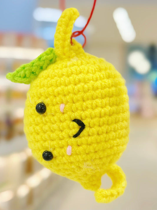 Handmade  Knitted Lemon Bag Charm With A Bell