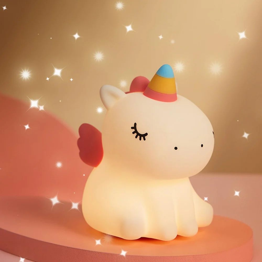 Sitting Unicorn Silicone Lamp glowing