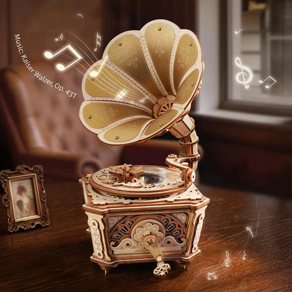 ROKR Diva Gramophone (AMK82) - Wooden Music Box Model