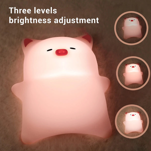 Lying Flat Pig Silicone Night Lamp