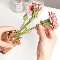 Rowood Pink Carnation DIY Wooden Flower 3D Puzzle TW051
